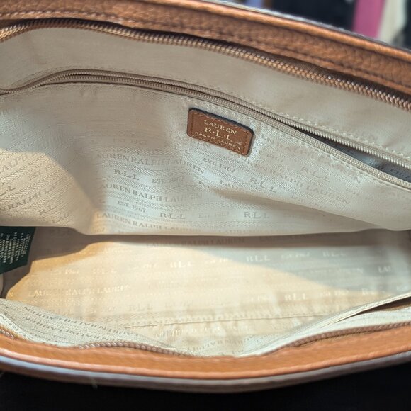 Lauren Ralph Lauren Basket Weave Satchel Bag - Picture 8 of 10